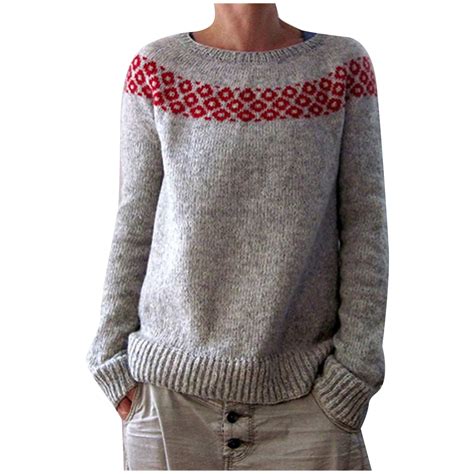 Aihuaihua Fair Isle Sweater Women Knitted Sweaters Vintage Floral ...