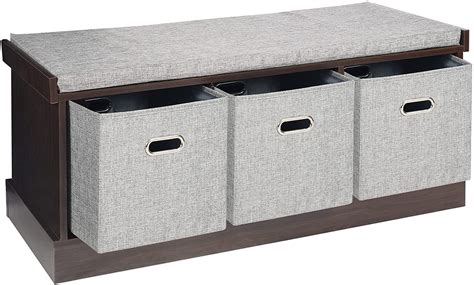 Buy REDCAMP Entryway Shoe Storage Bench 3 Cube, Bench Seat with Storage ...