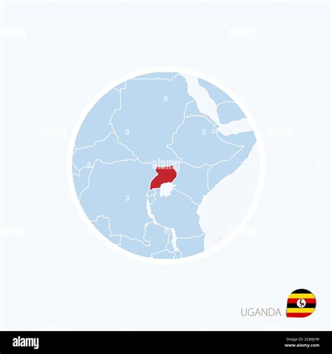 Map icon of Uganda. Blue map of Africa with highlighted Uganda in red color. Vector Illustration ...