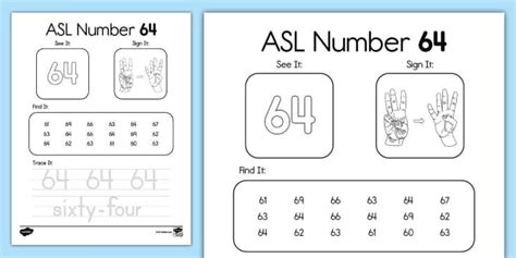 ASL Number 64 Worksheet