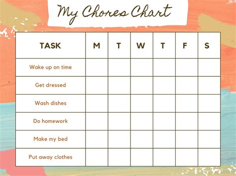 Free Printable Monthly Chore Chart Templates