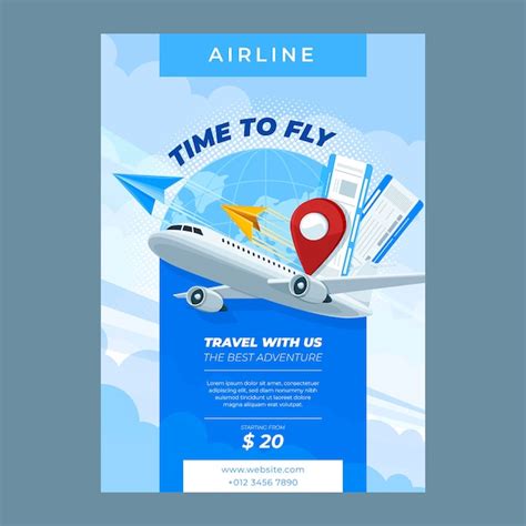 Flat airline service company vertical poster template | Free Vector