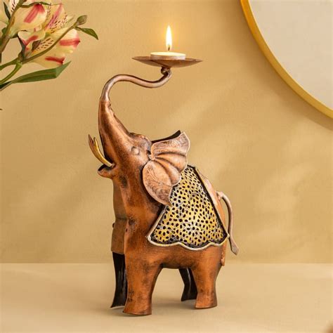 Buy Corsica Mystic India Metal Elephant T-Light Holder - Large from ...