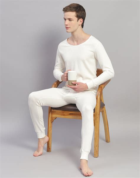 Buy Men Off White Solid Thermal Lower Online in India - Monte Carlo