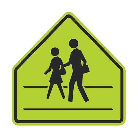 Pedestrian Crossing Graphic Pentagon Sign 30 x 30
