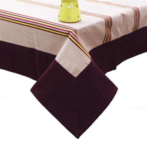 Buy Alpha Woven Cotton Yarn Dyed Stripes print Table Cover In Rose By ...