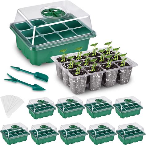 10 Packs Seed Starter Tray, Seed Starter Kit with Humidity Adjustable ...