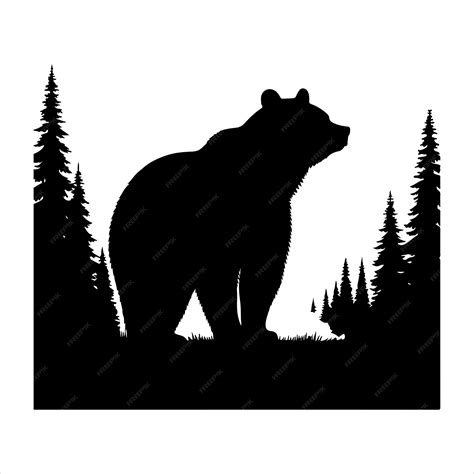 Premium Vector | Bear standing silhouette vector black color silhouette
