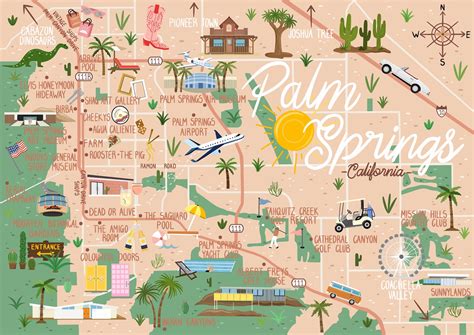 Palm Springs - Map and Travel Guide - Etsy