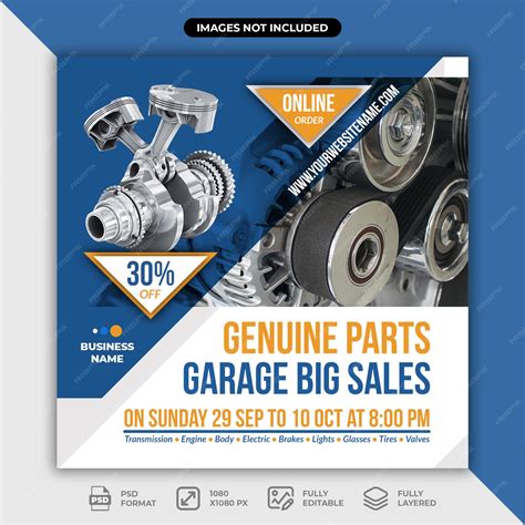 Auto parts post template for social media | Premium PSD