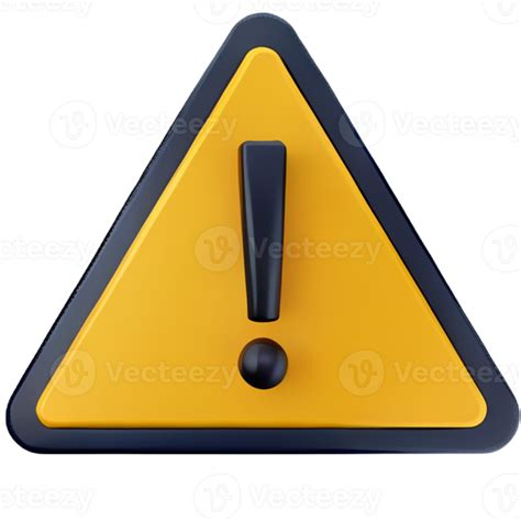 3D exclamation mark in triangle icon realistic yellow triangle warning ...