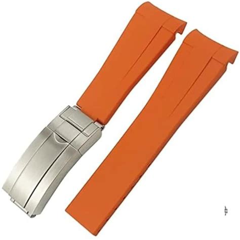 High End Curved FKM Rubber Watch Band - Oyster Style Deployment Clasp ...