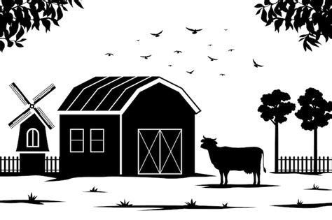 Farm clipart black white Images - Free Download on Freepik