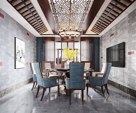 新中式餐厅装修效果图-上海装潢网