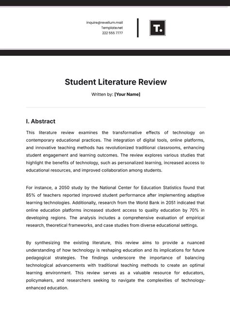 Free Literature Review Templates to Edit Online & Print