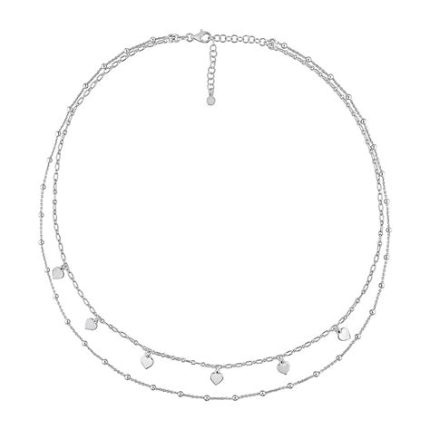 Heart Charms Chain Layered Necklace in Sterling Silver | BJ's Wholesale ...