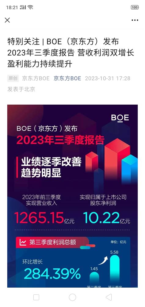 BOE（京东方）2017年前三季度预计盈利62-65亿元_科技_腾讯网