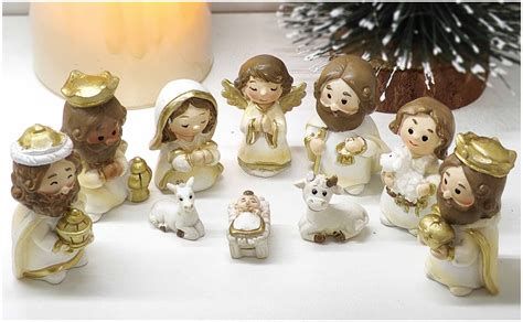 10 Pcs Christmas Nativity Set Indoor, Mini Nativity Scene Indoor, Resin ...