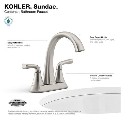 Buy Sundae 4 in. Centerset 2-Handles Bathroom Faucet in Vibrant Brushed ...