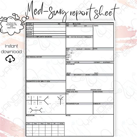 Free Printable Med Surg Nursing Report Sheet | Plan Your Year Easily!