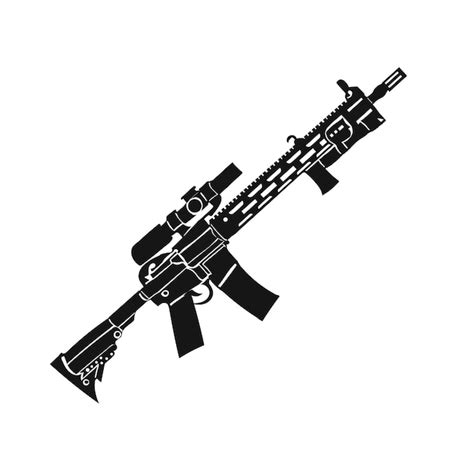 A black and white drawing of a rifle with the word rifle on it ...