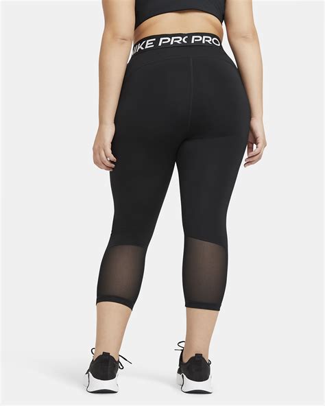 Nike Pro Women's Mid-Rise Crop Mesh-Panel Leggings (Plus Size). Nike.com