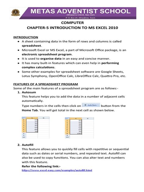 Image result for Excel Spreadsheet Tutorial 2010