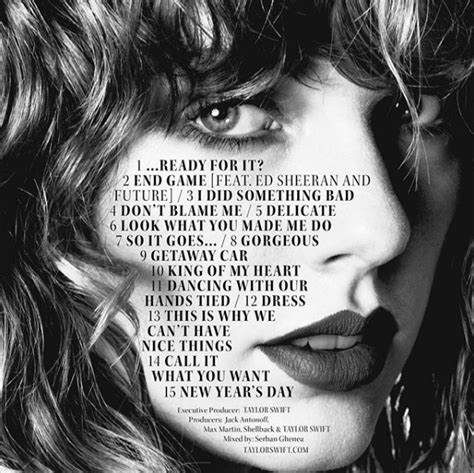 Taylor Swift Announces Reputation Tracklist - Stage Right Secrets