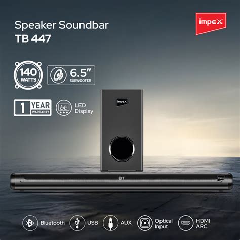 Impex TB 447 140W Soundbar with Subwoofer, Bluetooth 5.3, Multiple Inp ...