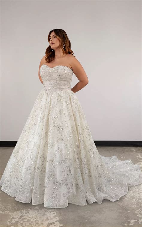 Sparkling Plus Size Princess Ballgown Wedding Dress with Sweetheart Neckline - D4057+ | Plus ...