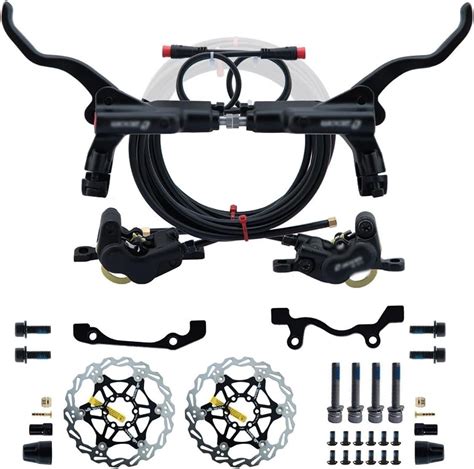 Amazon.com: E-Bike Hydraulic Disc Brake Set 4-Pistons Power-Off ...