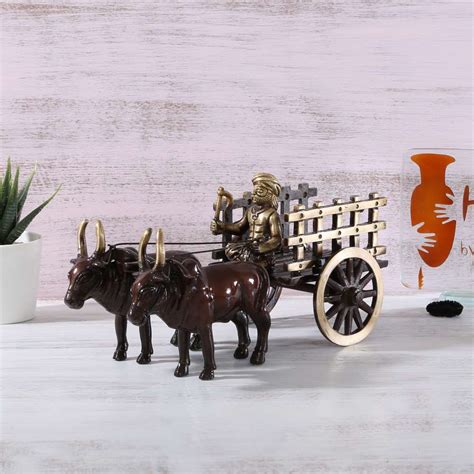 Buy Vintage Bullock Cart Brass Showpiece Online at Best Price