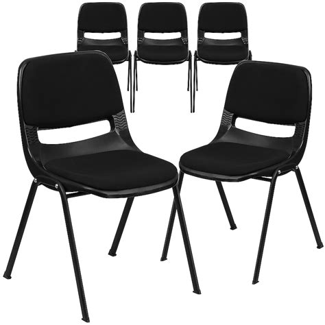 Flash Furniture 5 Pack HERCULES Series 880 lb Capacity Black Padded ...