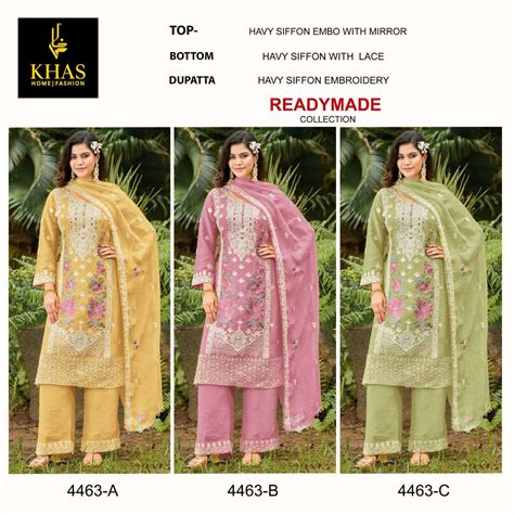 KHAS FASHION D NO 4463 HEAVY EMBROIDERY DESIGNER PAKISTANI SUITS AT ...