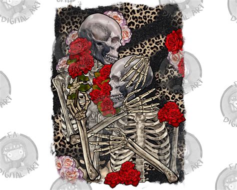 Two Skeletons Hugging Png Sublimation Design, Floral Skeleton Png, Hand ...