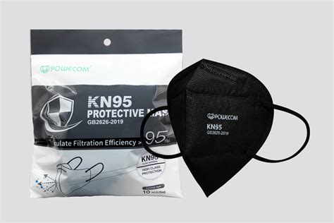 Black KN95 Face Mask - Powecom - CE Certified - FDA Authorized | Buy ...