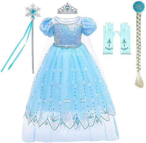 Buy IZKIZF Girls Snow Queen Elsa Princess Costume Halloween Christmas ...