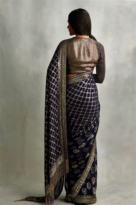 Shop Floral & Geometric Sequin Sari Set – Nakul Sen