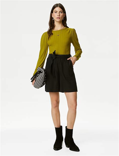 Buy Pointelle Shirred Top at Marks & Spencer
