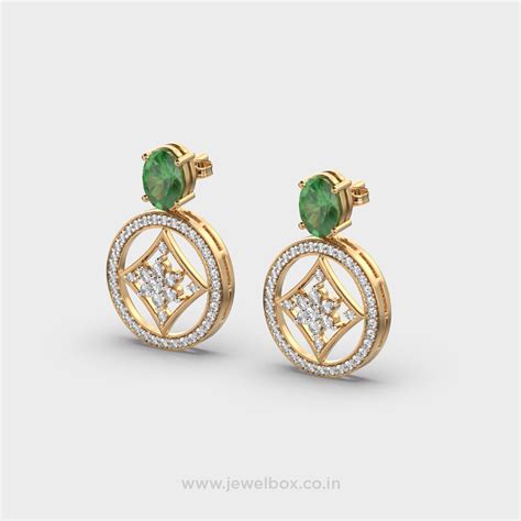Buy Genevia Green Stone Diamond Earrings At Jewelbox