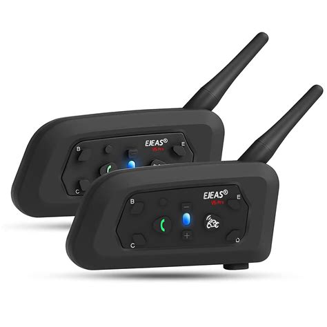 EJEAS V6 Motorcycle Helmet Bluetooth Intercom Full Duplex 1200M BT ...