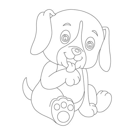 Schattige puppy hond overzicht kleurplaat voor kinderen dieren ...