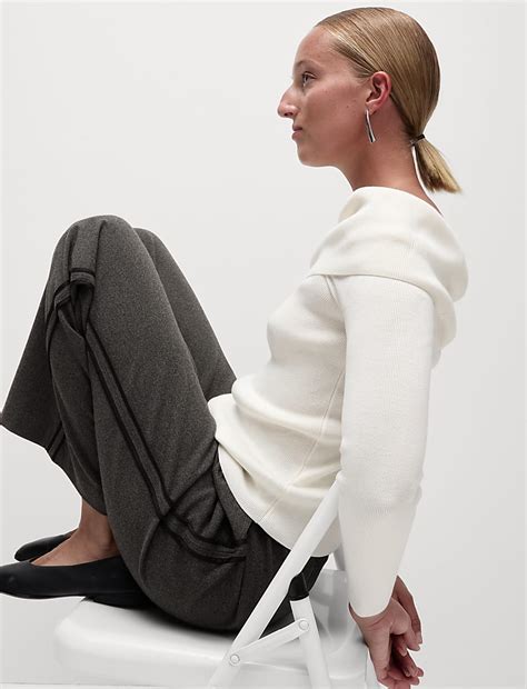 Buy Side Stripe Pull On Wide Leg Trousers at Marks & Spencer