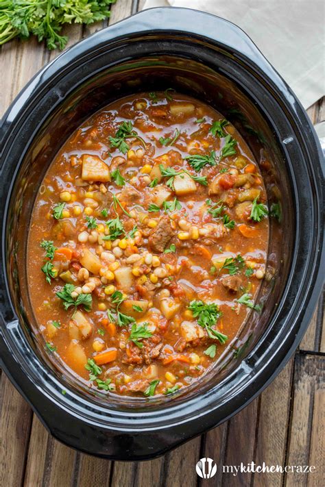 Slow Cooker Beef and Vegetable Soup - My Kitchen Craze