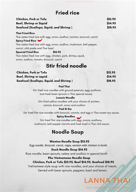 Online Menu of Lanna Thai Restaurant, Laconia, New Hampshire, 03246 - Zmenu