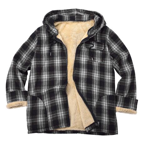 Mens Shirt Jacket Men's Cotton Plaid Shirts Jacket Fleece Lined Flannel ...