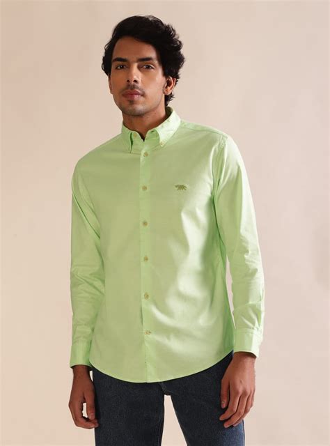 Buy Peridot Oxford Shirt - Full | Casual Green Solid Shirt for Men ...
