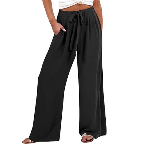 Cargo Pants Women Wide Leg Pants With Adjustable Waistband Flowing Tie ...