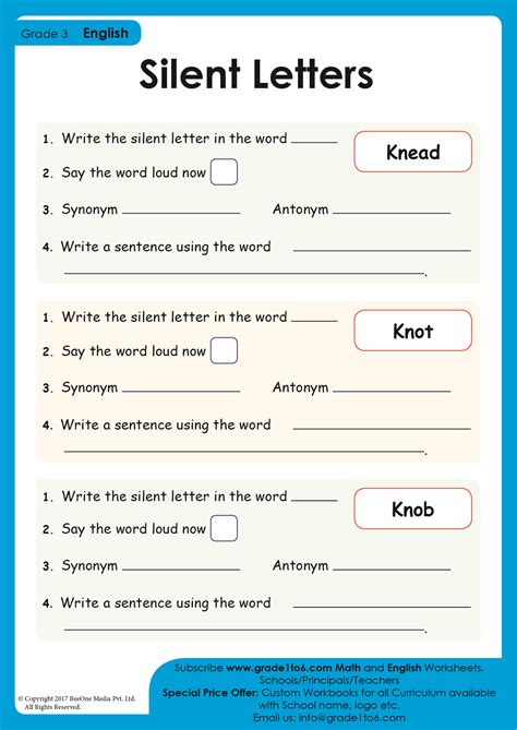 Silent Letter Words Worksheets 26 Silent Letters English ESL