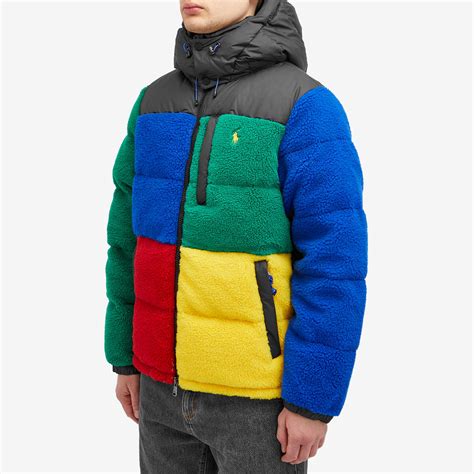 Polo Ralph Lauren Colour Block Fleece Puffer Jacket Rl 2000 Red Multi ...
